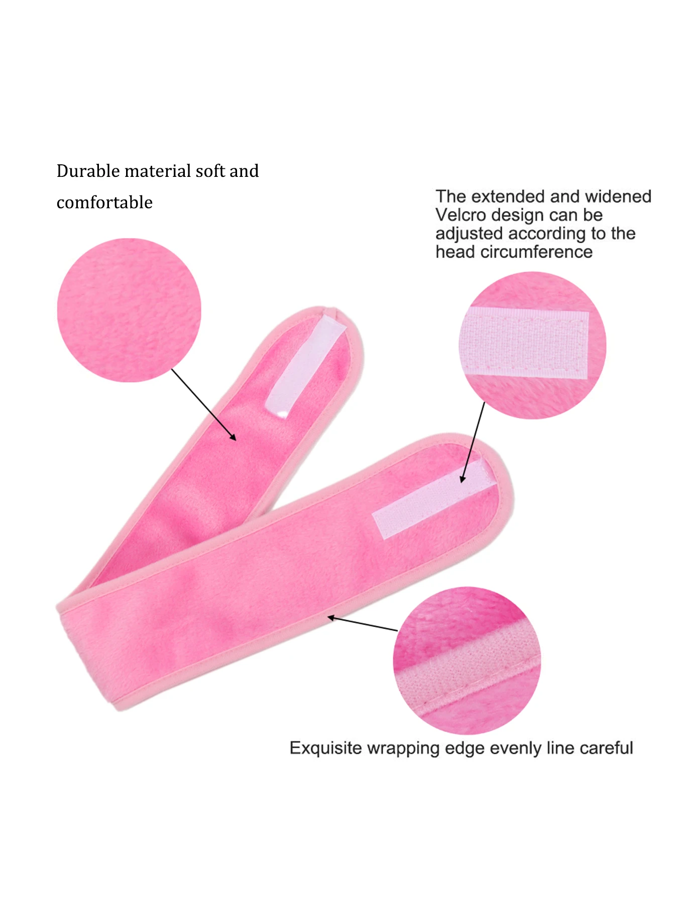벨크로 헤드밴드 + 리본 헤드밴드 6피스 세트, 벨크로 헤드밴드 1개 & 리본 헤드밴드 1개 & 4피스 손목밴드, 모든 피부 타입에 적합