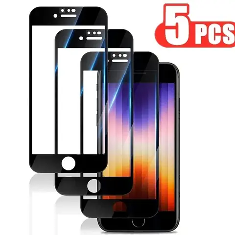 iPhone 7 8 6 6S Plus 강화 유리 Se 2020 2022용 화면 보호기 5개