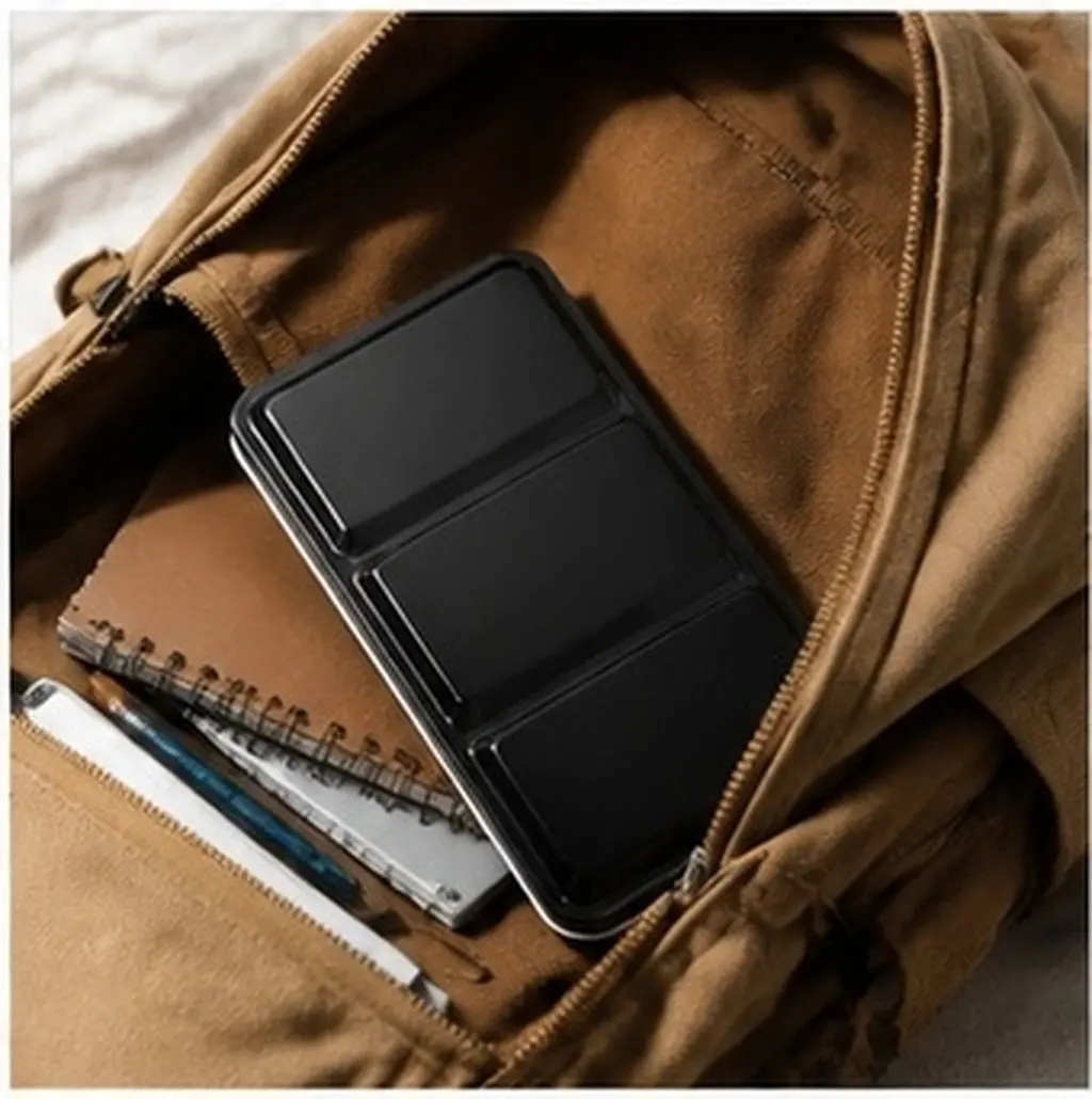 Empty Watercolor Tin Palette Black Iron Finish Portable Travel Half Pans Paint Case for Artists Gouache Painting Storage