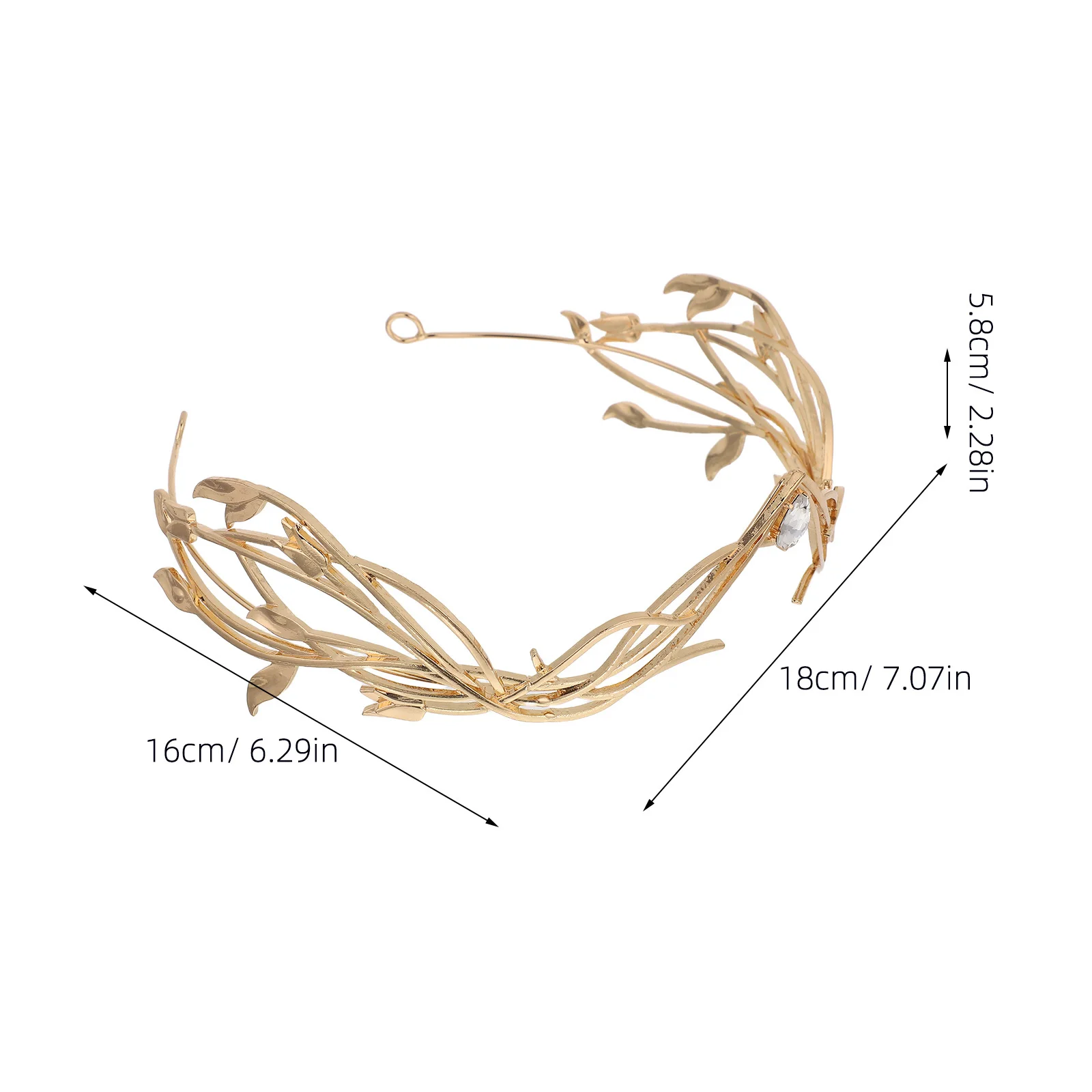 سبيكة الذهبي ورقة حجر الراين الزفاف عقال أنيقة الزفاف الشعر تاج تيارا الزفاف إكسسوارات الشعر للعروس #5