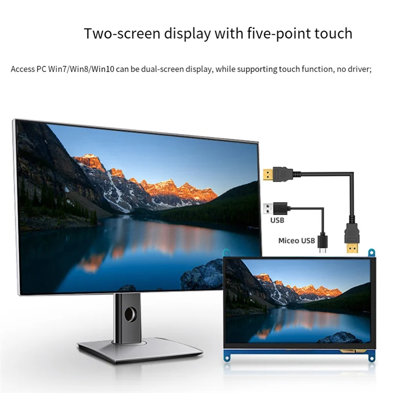 T24C para Raspberry Pi pantalla de 7 pulgadas Raspberry Pi5/4B pantalla táctil capacitiva IPS-interfaz Compatible 1024X600