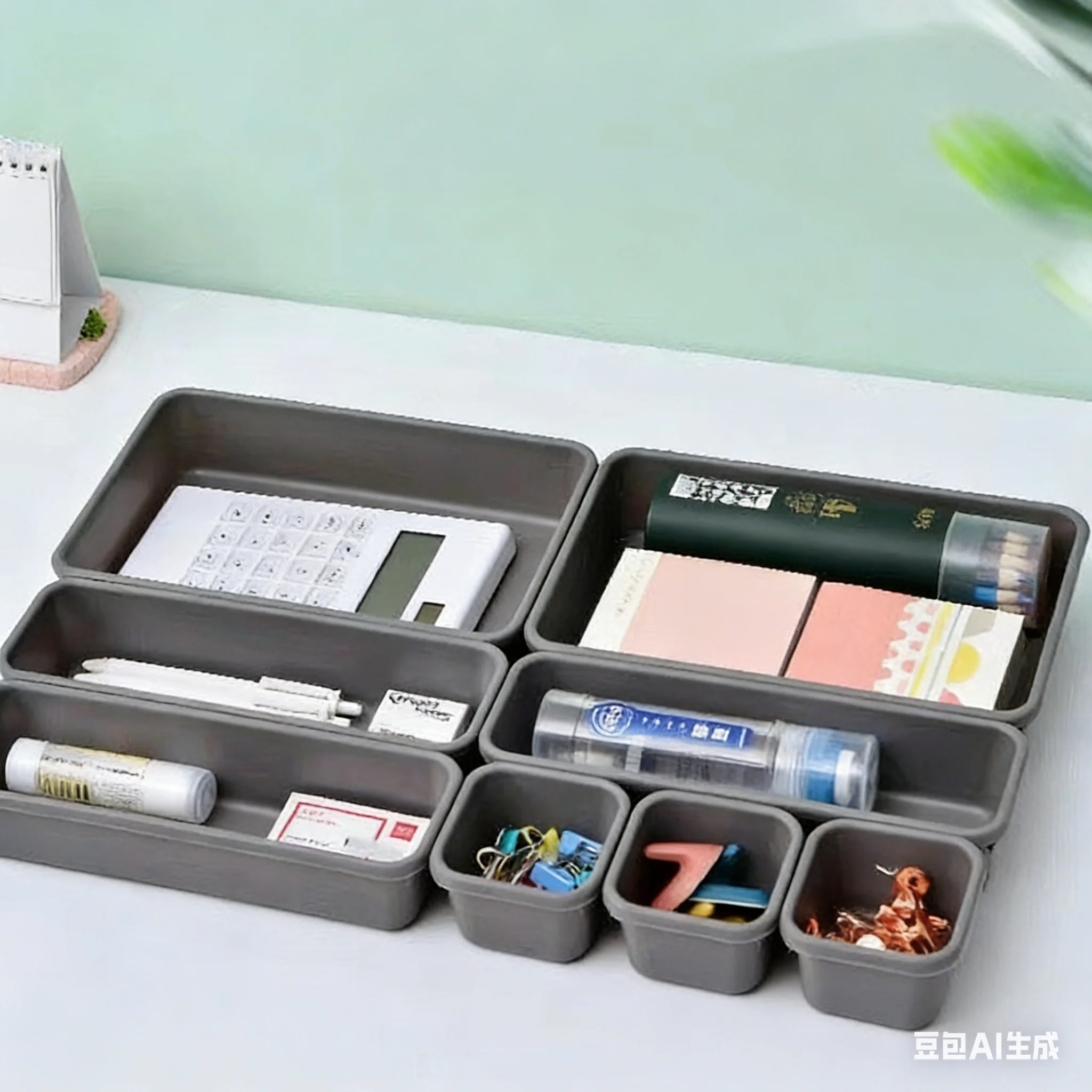 Drawer Storage Box, Desktop Storage, Plastic Separation Combination, Eight-piece Set of Cosmetics, No Nail Storage