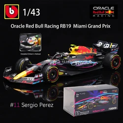 ブラーゴ-レッドブルレーシングアロイモデルのおもちゃ、f1、rb19、miami gp、1 #、verstappen、11 #、perezシミュレーション、1:43、2023