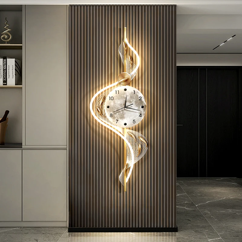 3D Creative Wall Clock With Built-in LED Light Modern Luxury Living Room Decor Minimalist Silent Wall Art Clock