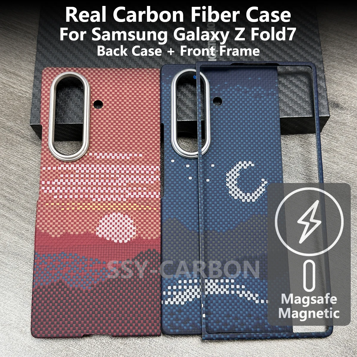 

Чехол из настоящего углеродного волокна для Samsung Galaxy Z Fold 7, арамидный кевларовый магнитный защитный чехол для телефона Magsafe, ультратонкий бронированный чехол