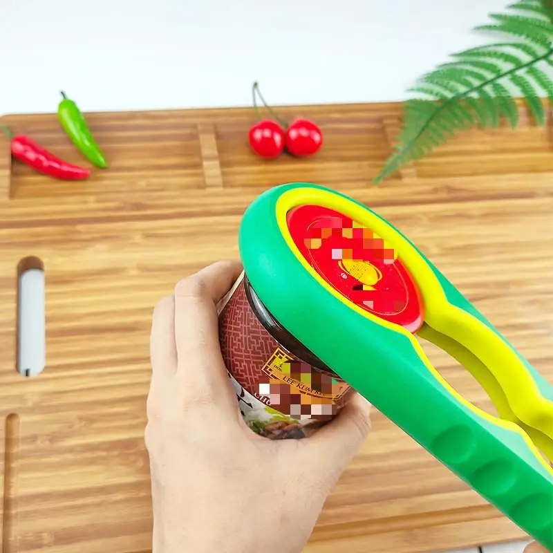 Four-In-One Multi-Functional Can Opener, Kitchen Home Use, Non-Slip Plastic, Easy Opening, Energy Saving Tool, Random Color, 1pc