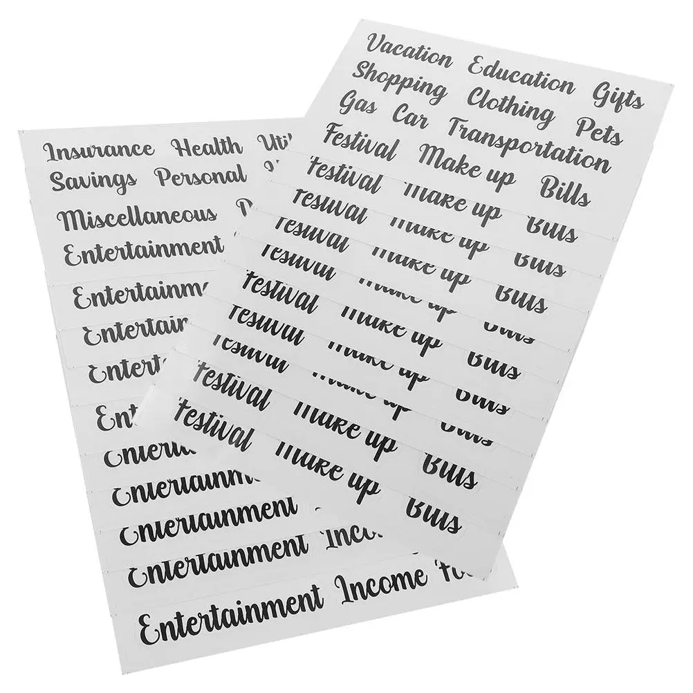 

12Sets Budget Sticker PVC Adhesive Cash Envelope Labels Daily Use Multi Function Classifying Label Sticker for Planner Notebook