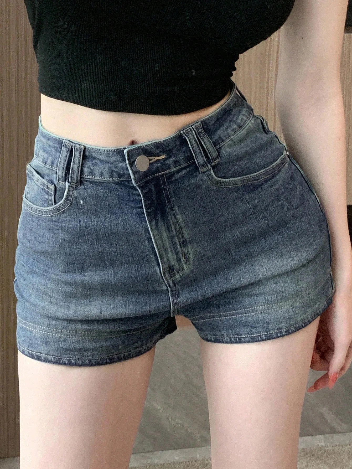Summer New Women's High-Waist Elastic Denim Shorts Sweet Girl Style Slimming Shorts High Waist Flared Mini Jeans Shorts шорты view 5