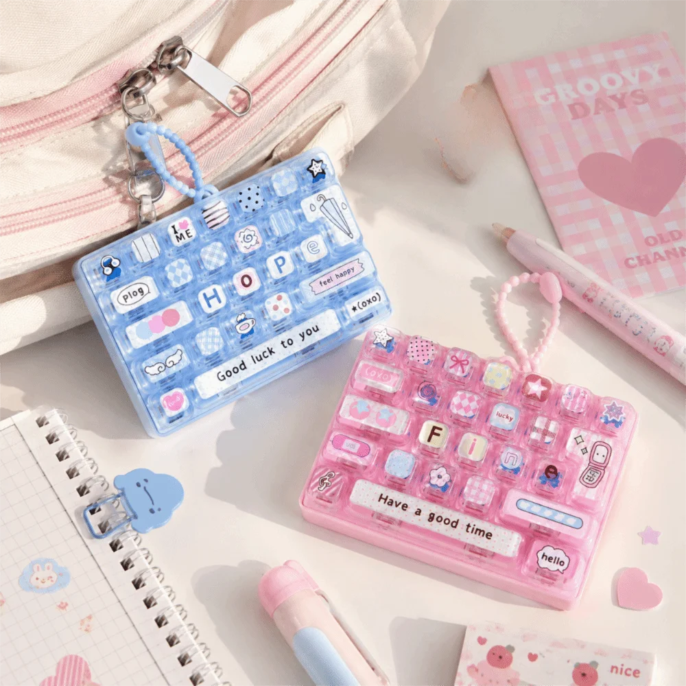 26-Key Decompression Button Transparent Dual-Tone Cute Design Mini Keyboard Pendant Simulation Keyboard Keyboard Keychain