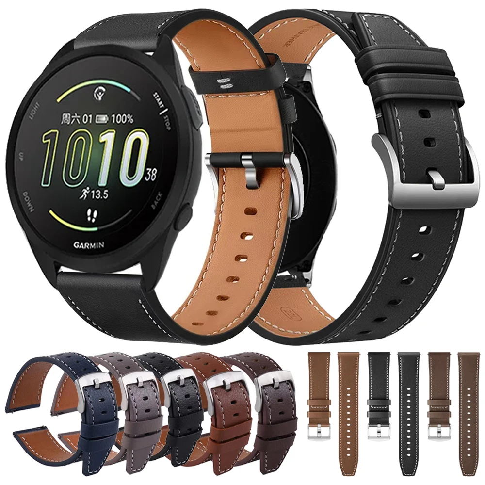 Leder 22 20 mm Armband für Garmin Forerunner 165 570 265 255 Ersatzbänder für Garmin Vivoactive 4 5 6/Venu 3 2 Plus Armband