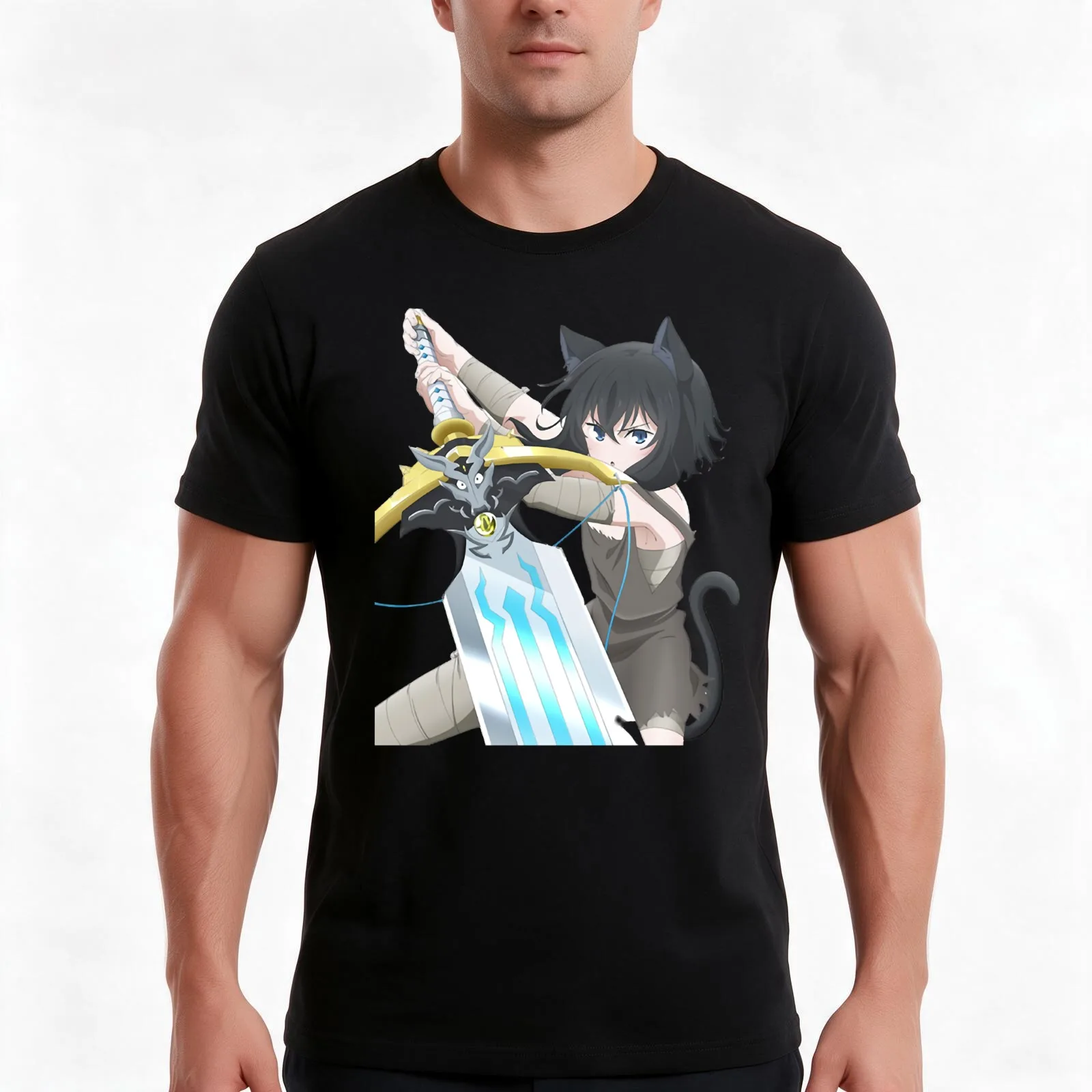Reincarnated As A Sword T-Shirt, Summer Casual Cotton Tee, Oversized Streetwear Tops, Vintage Graphic Print, Unisex Men Women