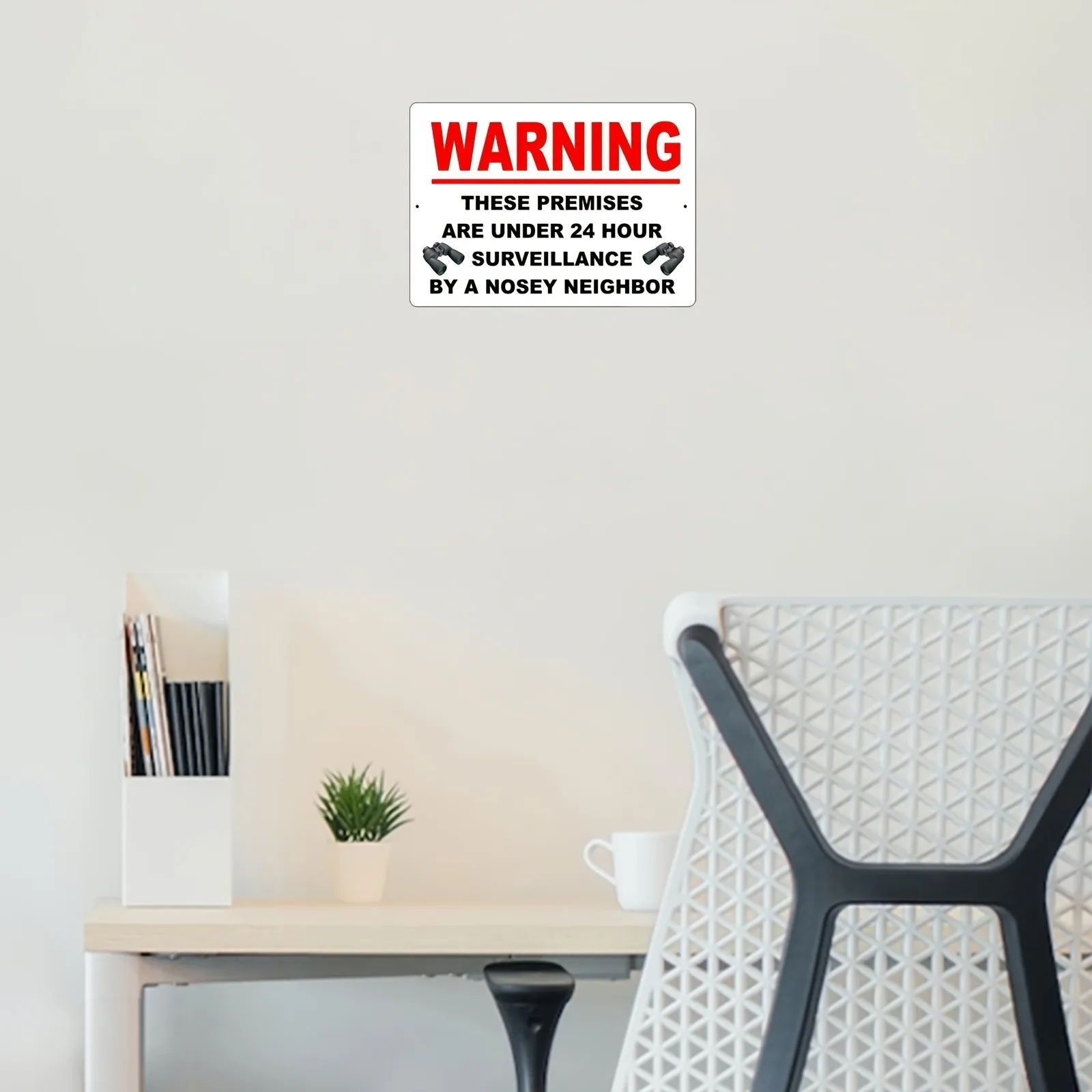 Warning Nosey Neighbor 24hr Surveillance Metal Sign Funny Humor Wall Decoration