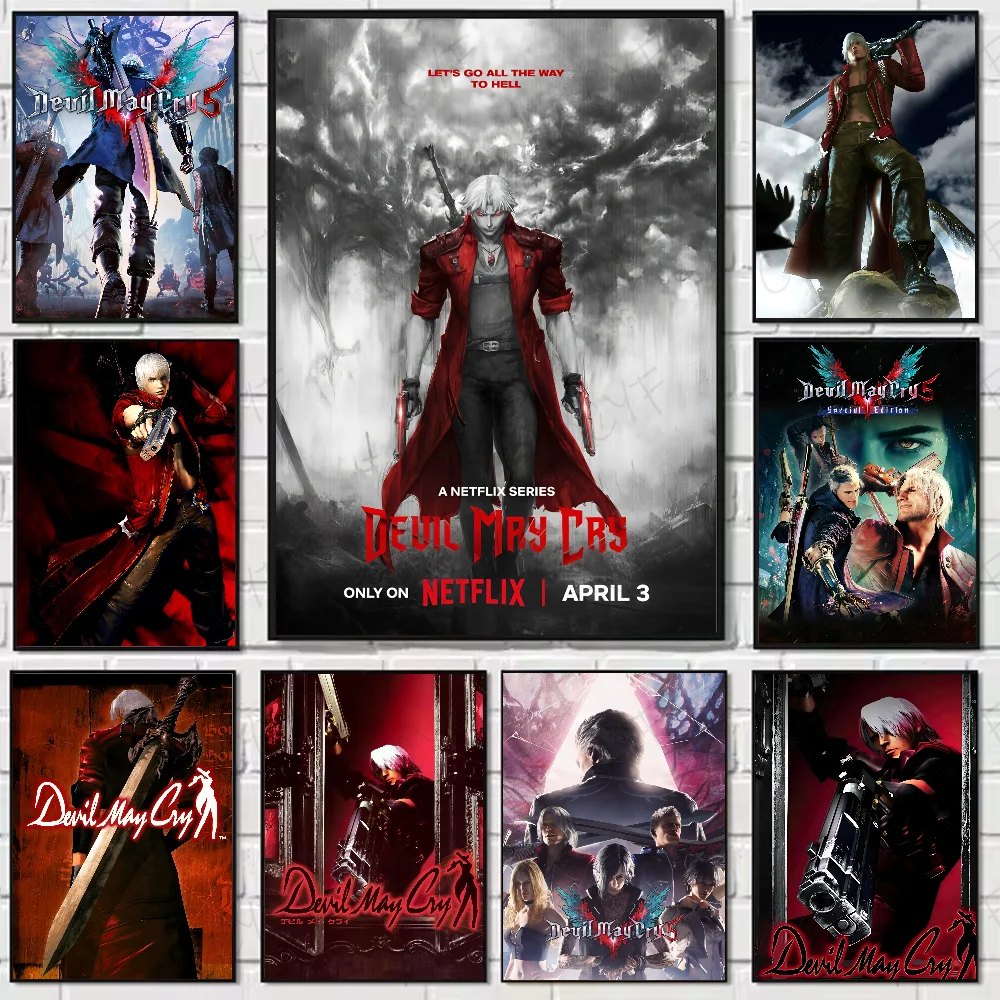 Póster de Anime Game D-Devil M-May c-cry, arte de pared impermeable, carteles de películas impresos de alta calidad para decoración de habitación Retro para sala de estar y dormitorio