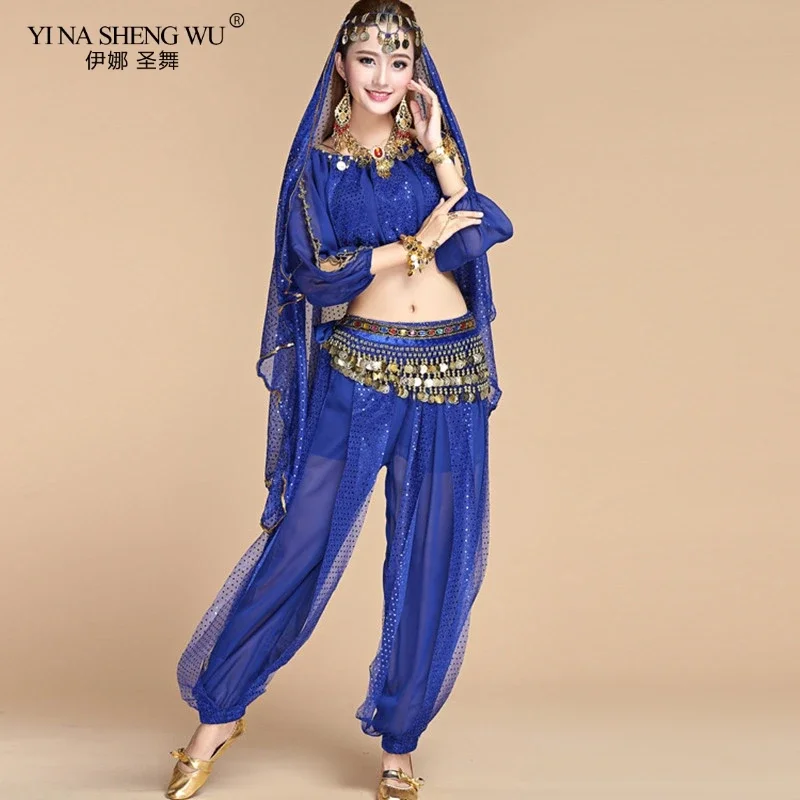 الكبار بوليوود أزياء رقص أزياء الرقص الهندي النساء الشيفون بوليوود الشرقية الرقص الشرقي ملابس الرقص 2/3/5/8 قطعة مجموعة #3