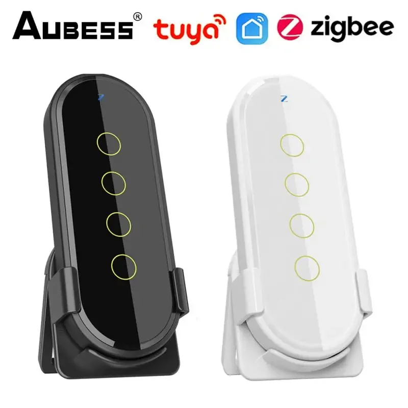 

Tuya ZigBee 4 Gang 12 Scene Touch Light Switch 2.5D Tempered Glass Smart Home Scene Light Switch Smart Life App Remote Control