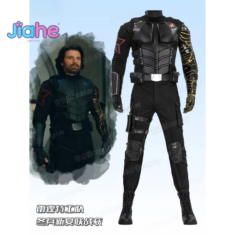 فيلم Thunderbolts الشتاء الجندي باكي بارنز تأثيري حلي أحذية درع قفازات حزام الدعامة هالوين جلد الرجال الخيال مجموعة
