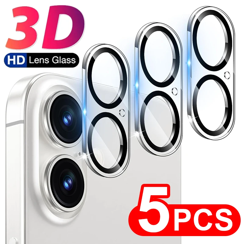 5PCS Camera Lens Protectors for iPhone 16 ProMax/16 Pro/16 Plus/16 Back  Tempered Glass HD Clear Anti-scratch Protection Films