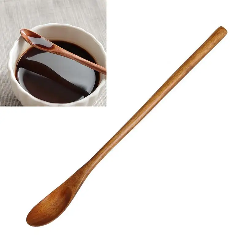 Wooden Spoon Kitchen Cooking Utensil Tool Soup Teaspoon Catering For Kitchen Long Handled Wooden Spoon