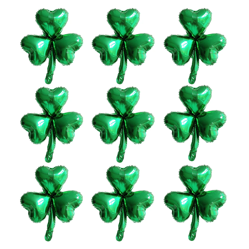 9pcs Green Leaf Clover Foil Balloons Lucky Leaf Helium Globos St Patrick's Day Party Wedding Birthday Decoration Gift Baloes