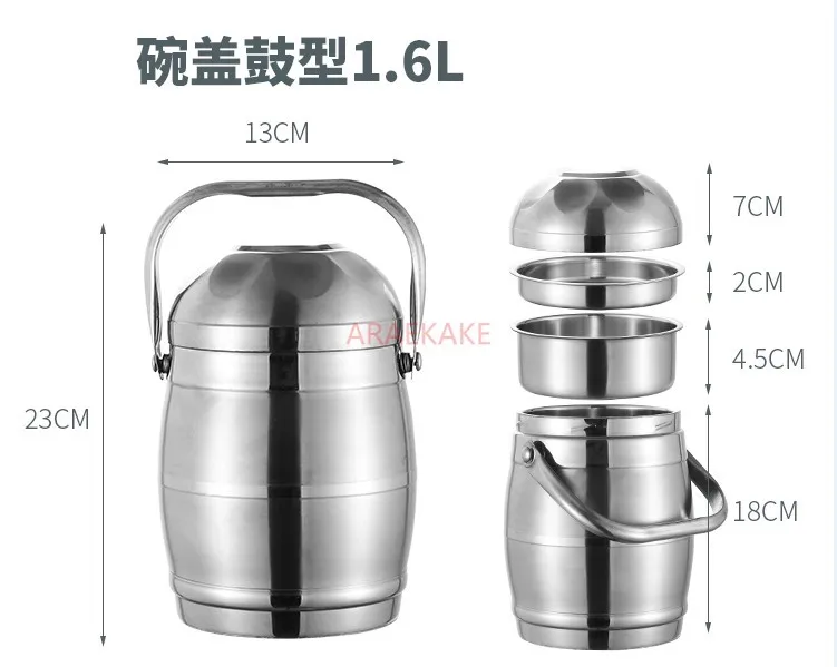 Stainless steel insulated lunch box, ultra long insulated bucket, portable and large capacity