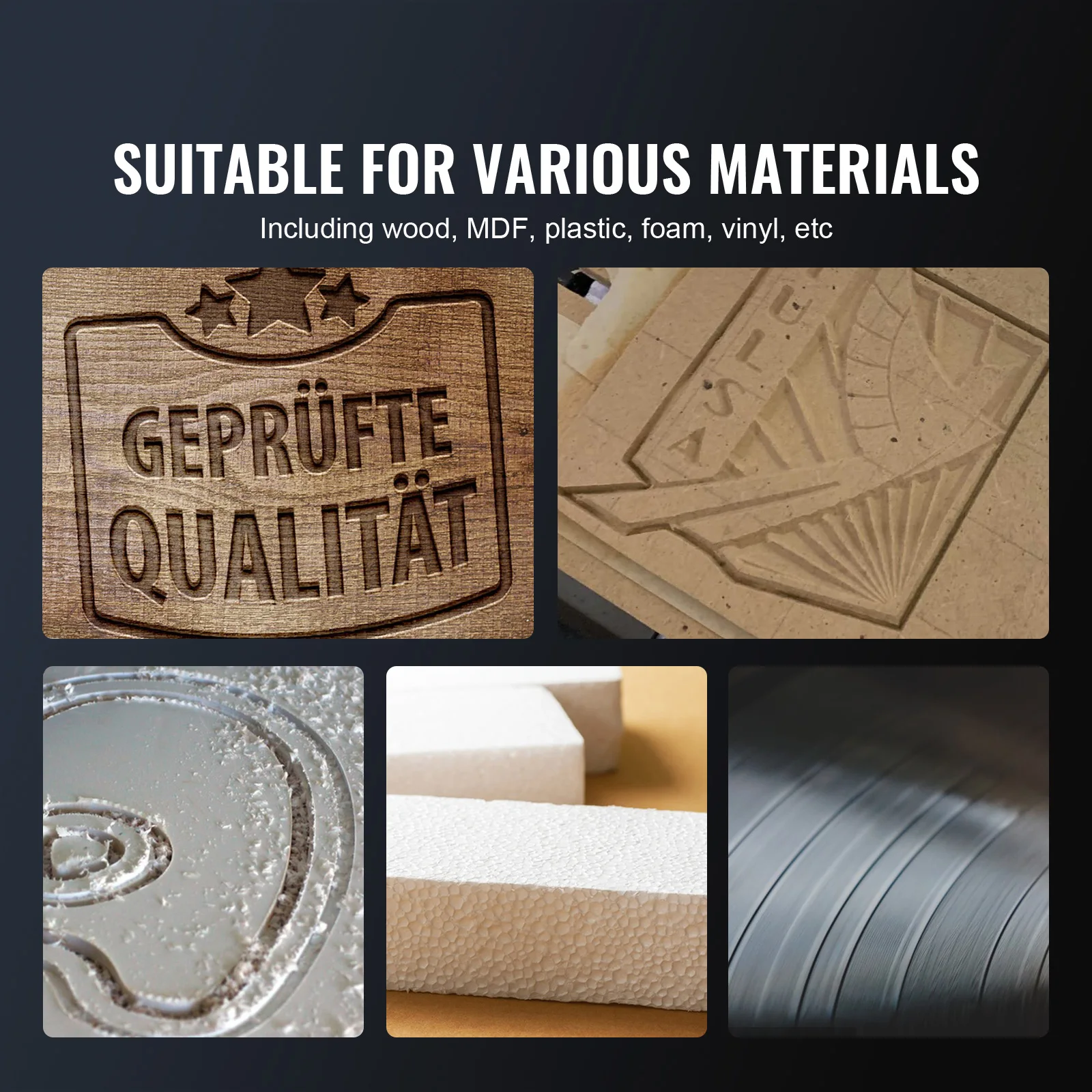 Vevor 300W Cnc Router Machine 3 As Grbl Controle Houtgravure Freesmachine Set 400X400X75 Mm Oppervlakte 1200 Rpm