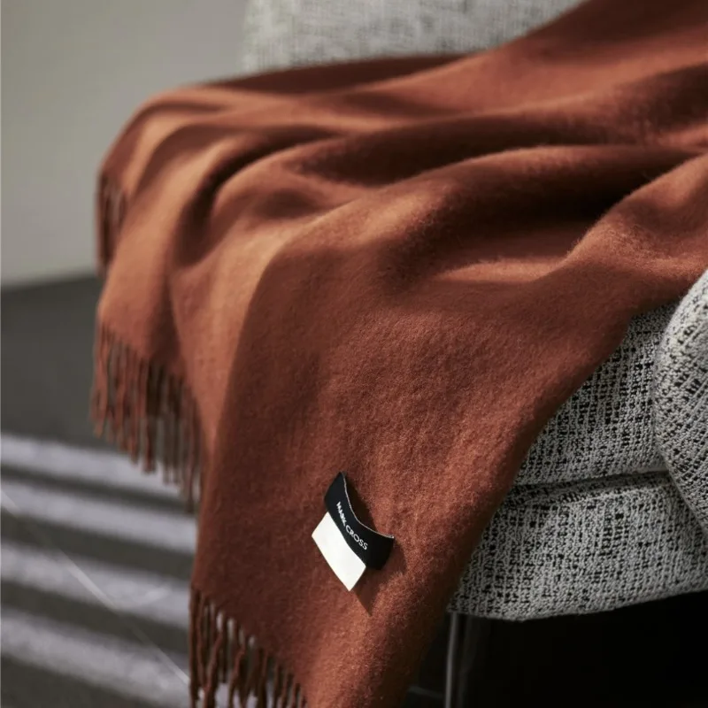 Meilaide Autumn and Winter 100% Pure Wool Blanket Skin-Friendly Breathable Warm Sofa Cover Blanket Nap Blanket