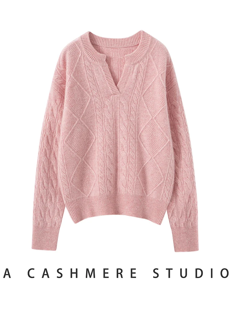 

TLOML женский 100% кашемировый свитер, утепленный пуловер с v-образным вырезом, офисный женский простой стиль, кашемировый трикотаж, осенне-зимние свободные топы