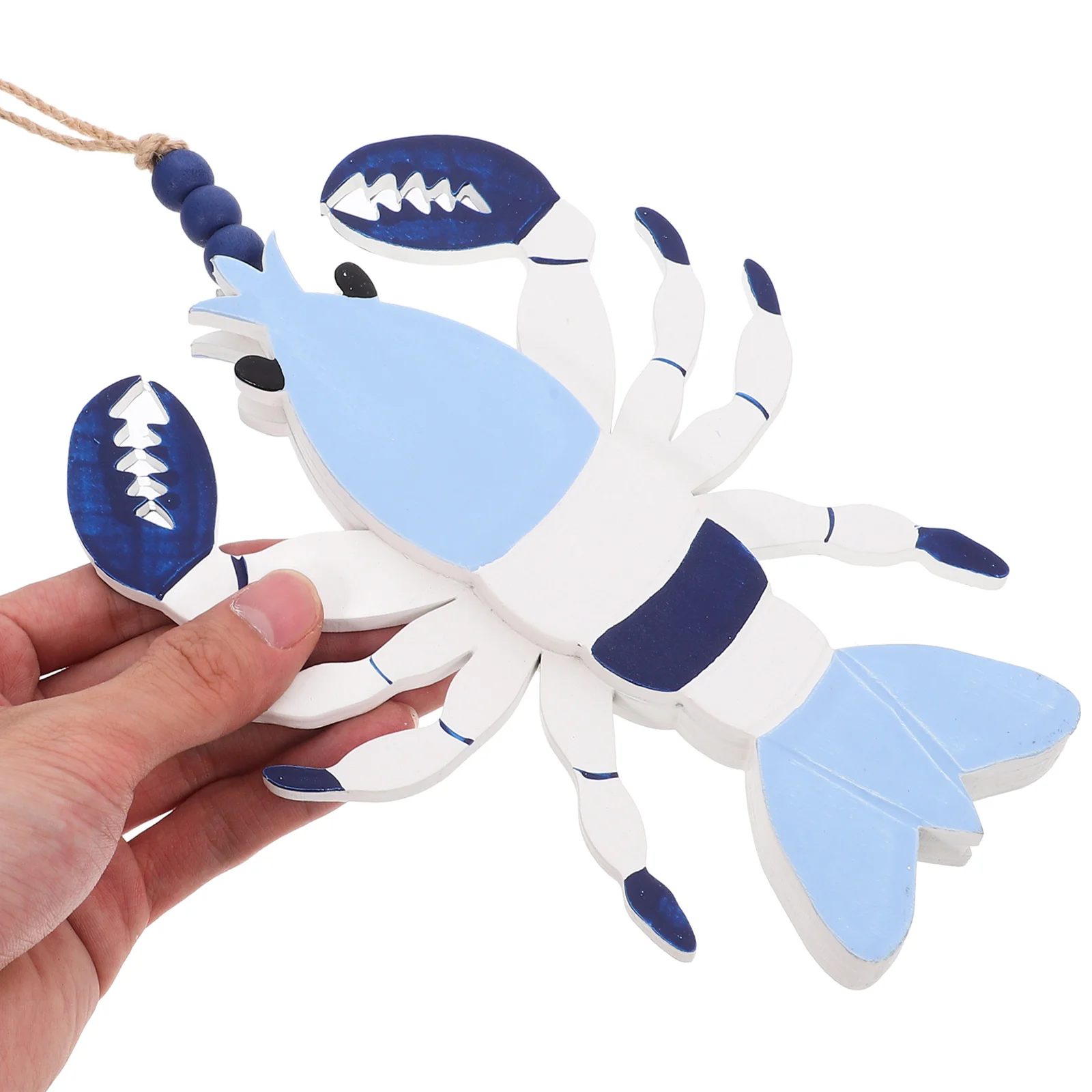 

Wood Lobster Wall Hanging Hand Carved Coastal Nautical Decor Mediterranean Style Seafood Wall Art Decoration Crab Desk Ornament