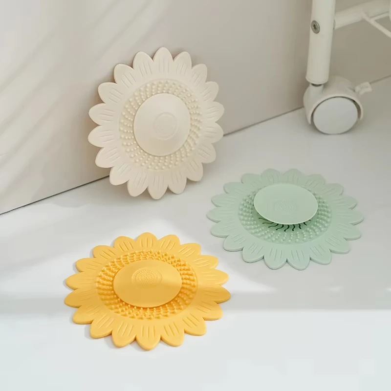 Reusable Silicone Drain Filter Sunflower Design Hair Stopper