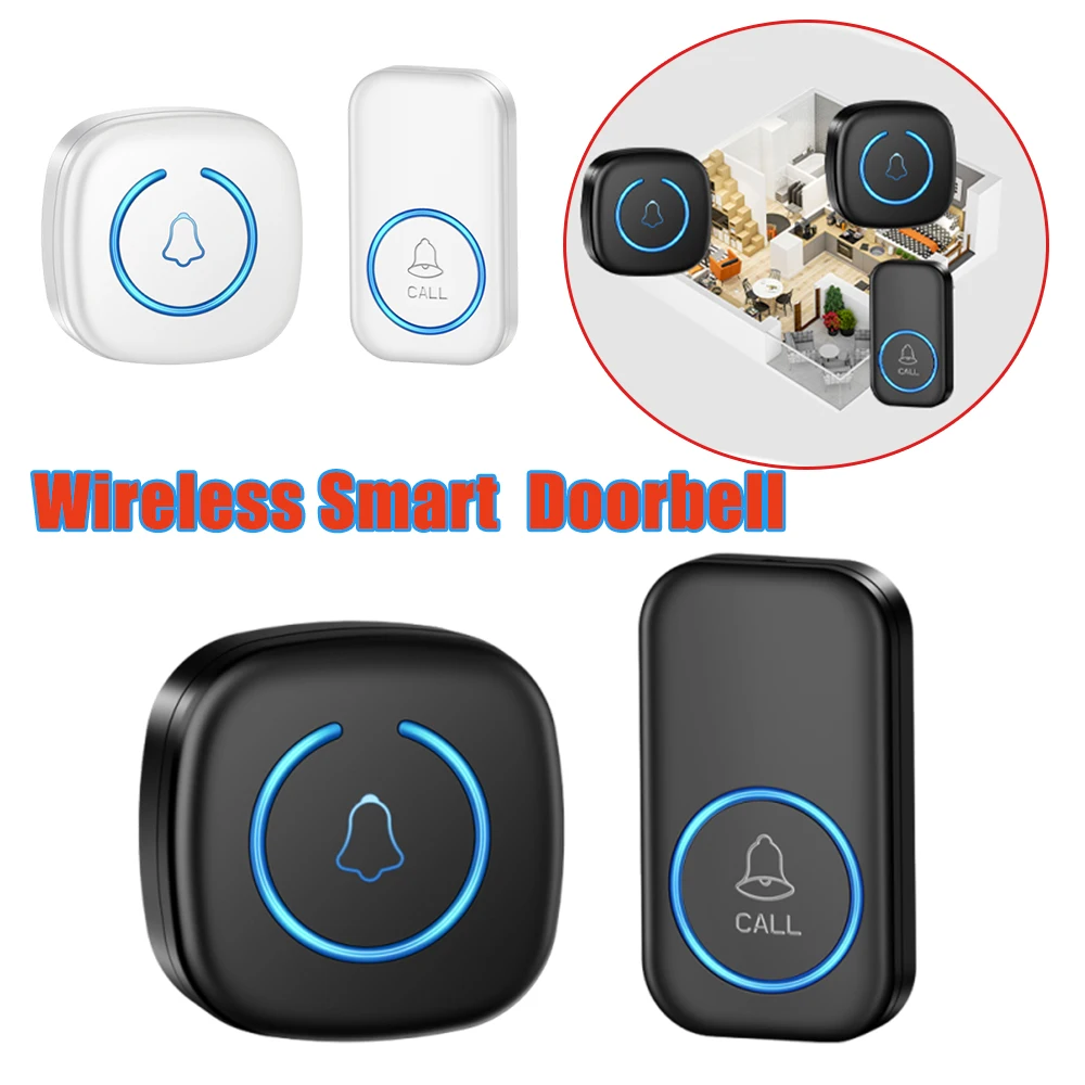 Wireless Doorbell Super Long Range 300M Smart Remote Control Ding Dong Chime Indoor Use Elderly Senior Caller Button Loud Sound
