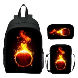 3pcs/set Digital Printed Printed Basketball Womens Backpacks Kids School Backpack for Girls Schoolbag Mens Shoulder Bag