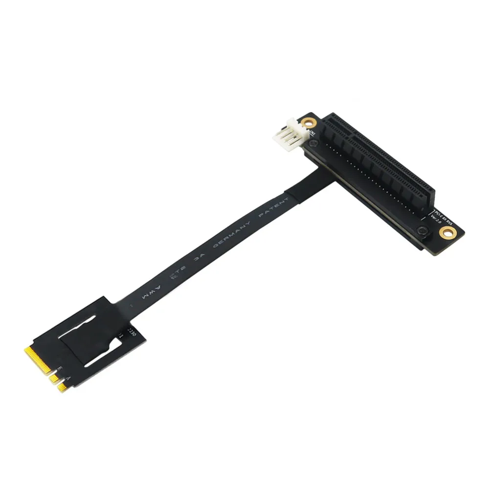 

270 Degree M.2 NGFF Dual Key A-E To PCI-E 8X Adapter Convert Cable with 4Pin FDD Power Connector Riser for PCI-E Tester Extender