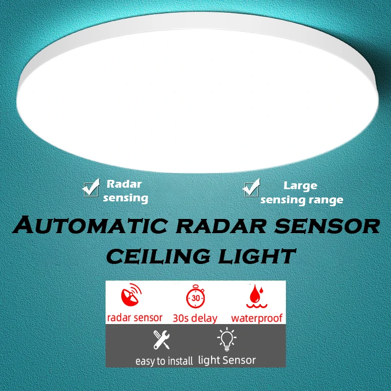 sensoriamento radar moderna luz de teto com sensor de movimento lampada de teto led luz de teto inteligente para sala de estar 110v 20w 30w 01