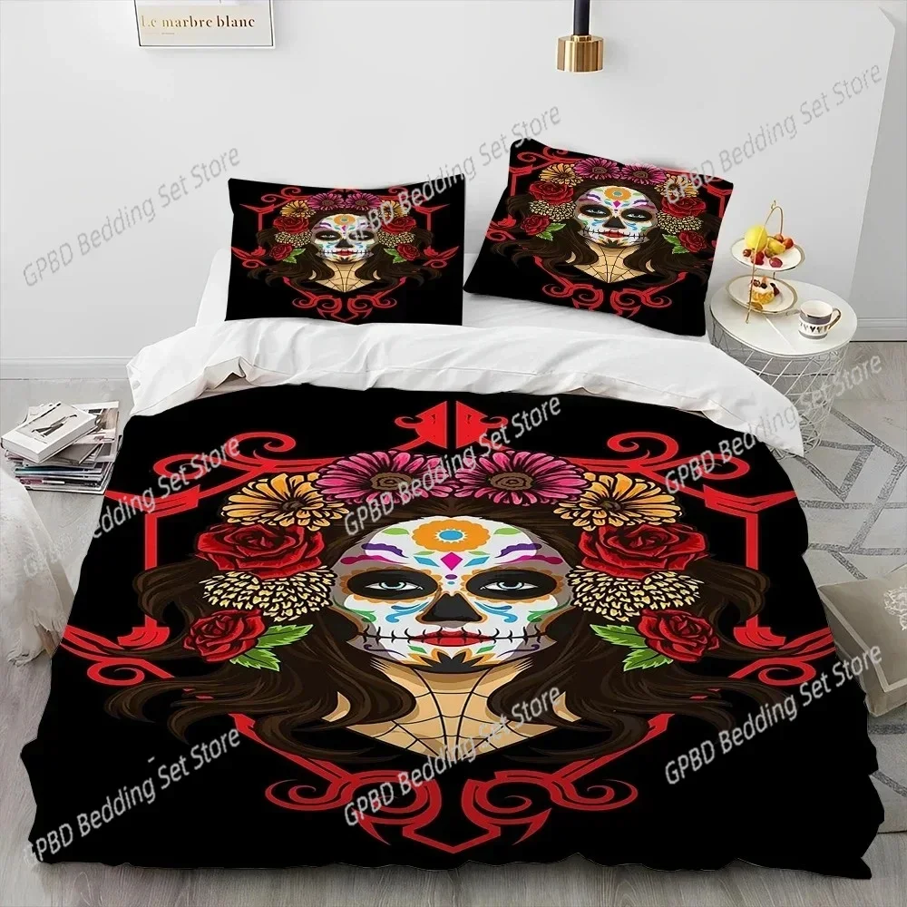 

Horror Gothic Female Skull Dead Girl 3D NEW Duvet Cover Pillowcase Bedding Set Adult Boy Girl Bedroom Decoration Single Double