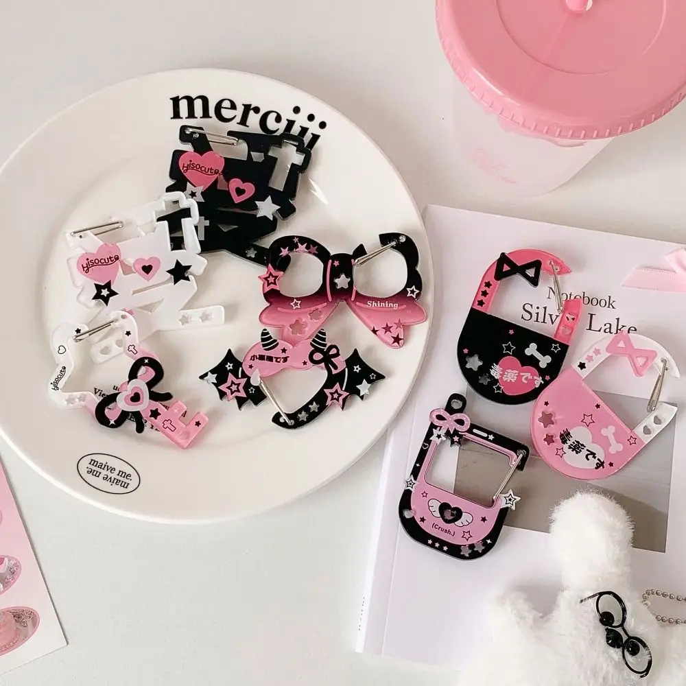 INS Cute Acrylic Carabiner Keychain Holder Bag Charms Special Shaped Key Ring Pendant Backpack Pendant Accessories