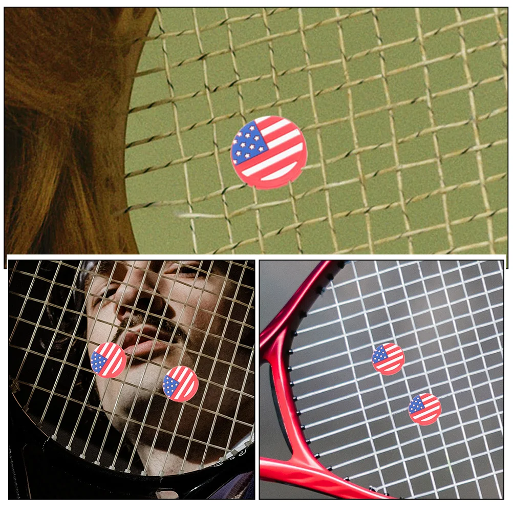 5 Pcs Tennis Racket Dampener Silicone Shock Absorber National Flag Designed Premium Stretchy Performance Easy Install