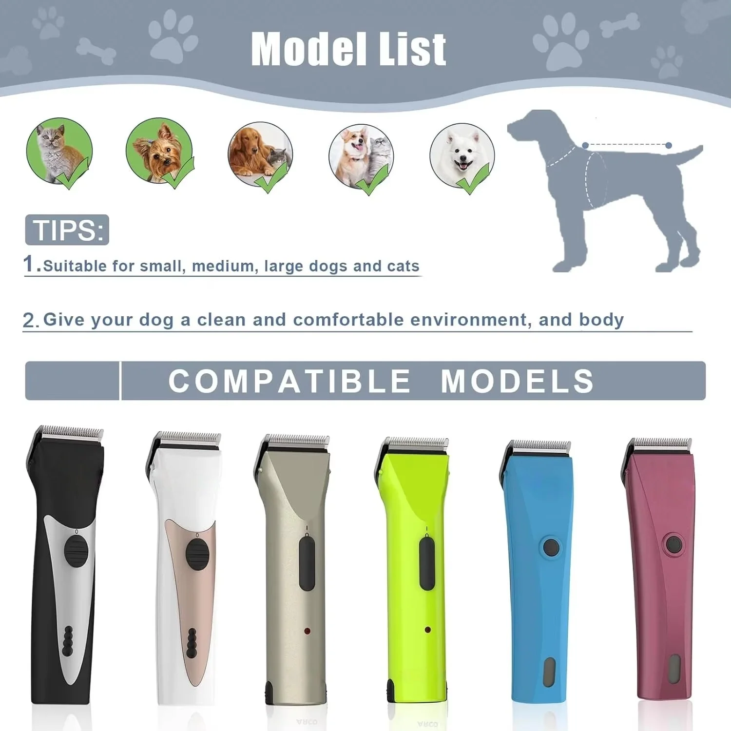 Professional Animal Dog Pet 5in1 Adjustable Cut Length 0.7-3mm,For Wahl Arco,Bravura,Chromado,Creativa,Figura,Motion Clippers