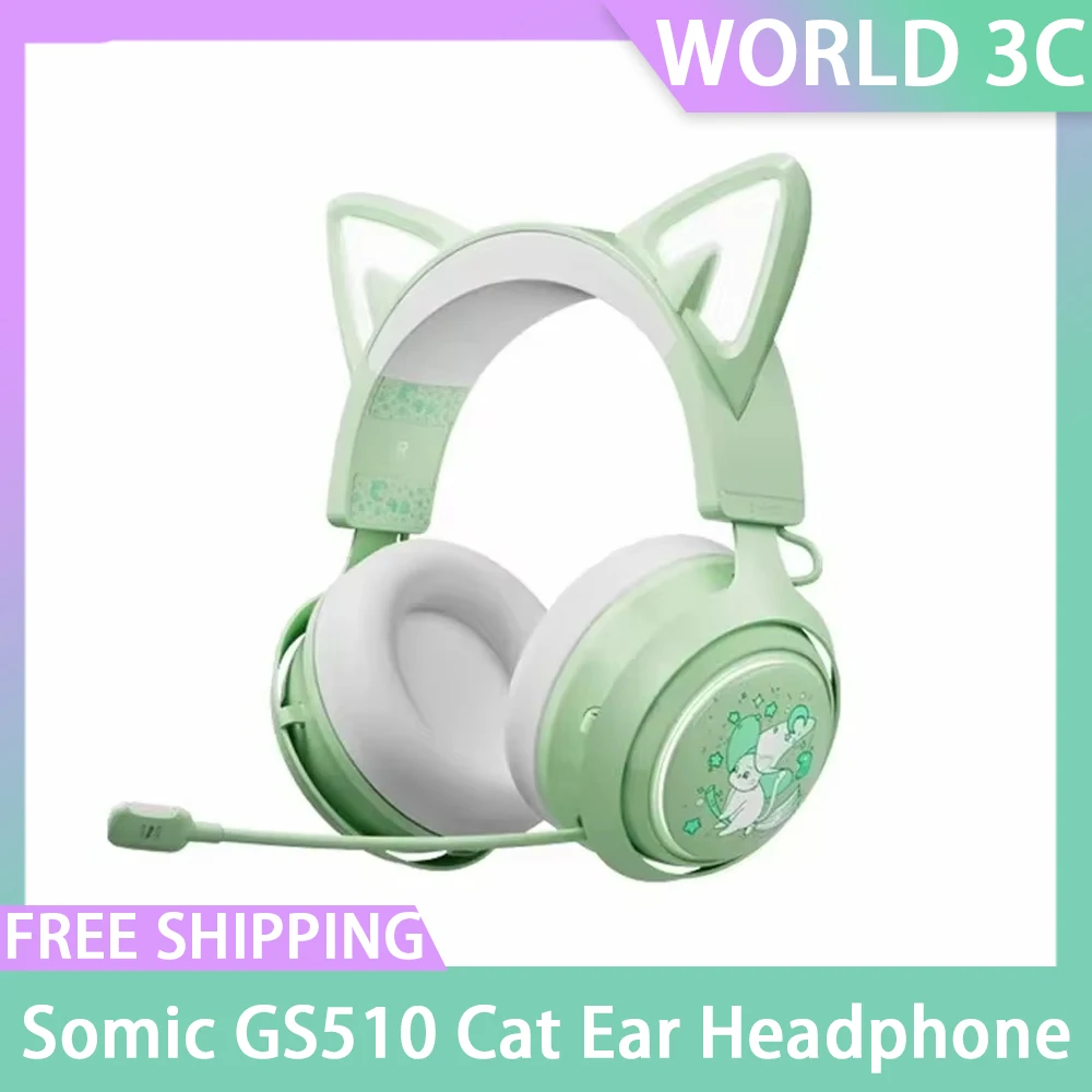 

Somic GS510 Cat Ear Headphone E-Sport Gaming Wired/Wireless 2.4g Headset RGB Light For Girl Gamer Desktop Player Birthday Gift