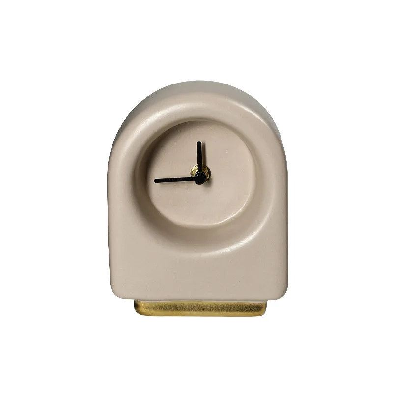 

CX light luxury creative minimalist gold bottom ceramic table clock model room living room, home accessories