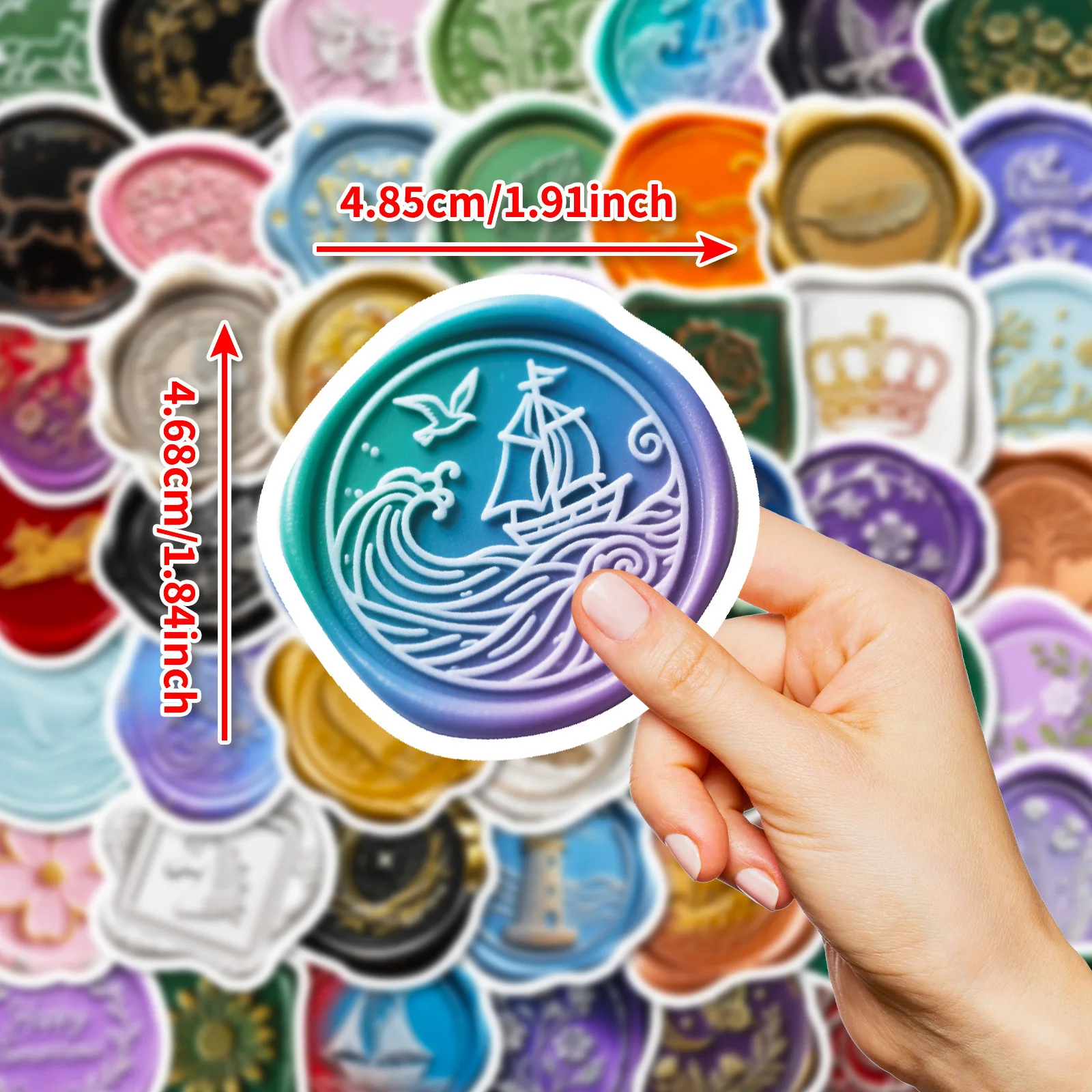 56 قطعة ختم من الشمع الملون ملصقات DIY بها بنفسك الهاتف الغيتار المحمول دفتر حقيبة كوب ملصق مضاد للمياه الشارات