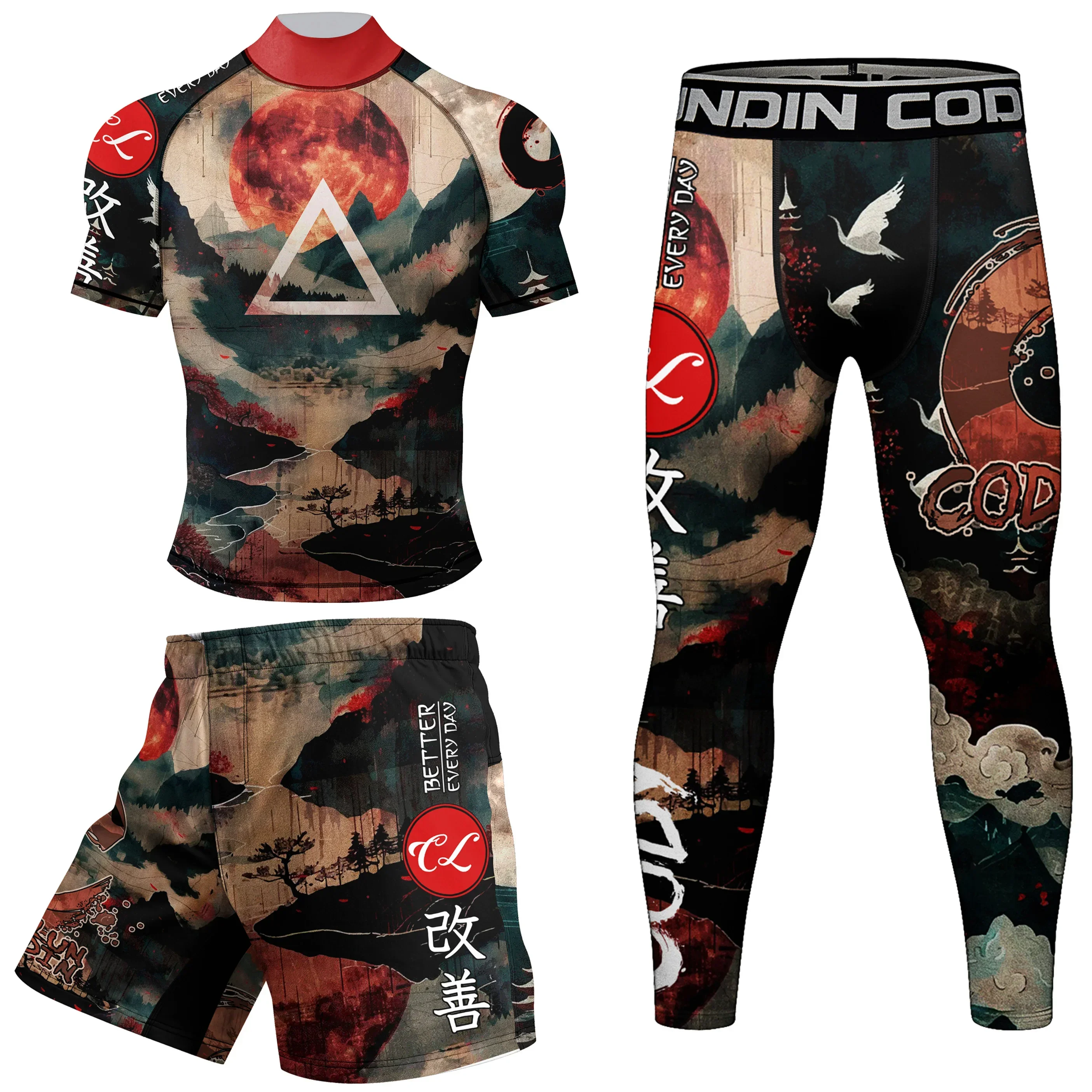 Conjunto de boxe masculino roupas esportivas mma muay thai jiu jitsu rashguard esporte terno correndo treinamento treino fitness treino ginásio roupas