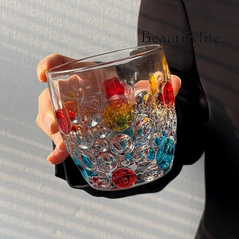 C New Painted Polka Dot Colored Glass, Creative Design Sense, Household Large-capacity Drinking Glass