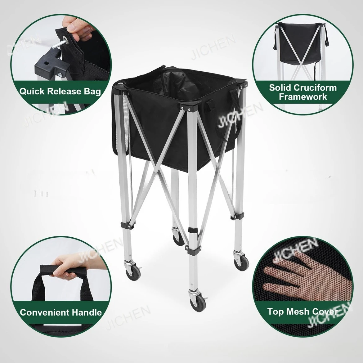 للطي شبكة الإطار سبائك الألومنيوم عربة التنس المحمول المحمولة مدرب سيارة الكرة سلة التعبئة والتغليف الكرة سلة تخزين الضوء