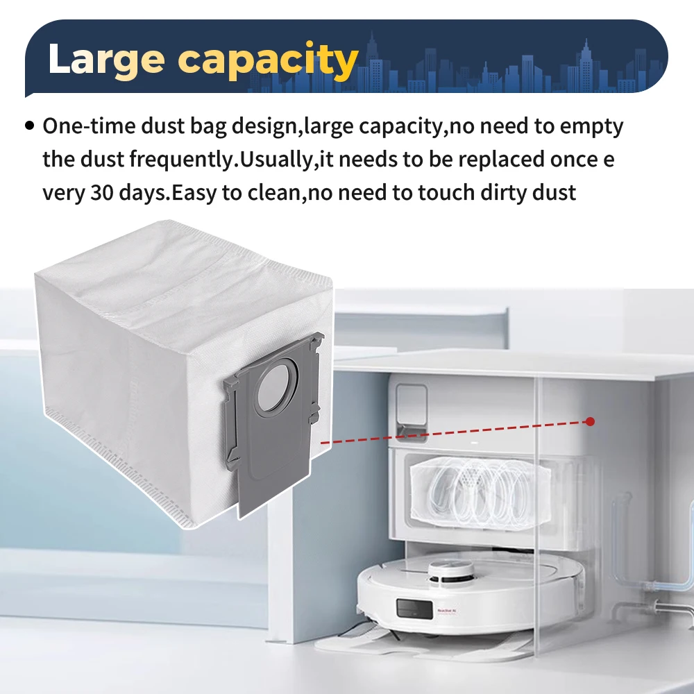 Dust Bags Parts For Roborock S8 MaxV Ultra/S8 Max Ultra/P10s Pro/Q Revo/Qrevo Pro/Qrevo MaxV/Qrevo S/Qrevo Plus/V20 Robot Vacuum