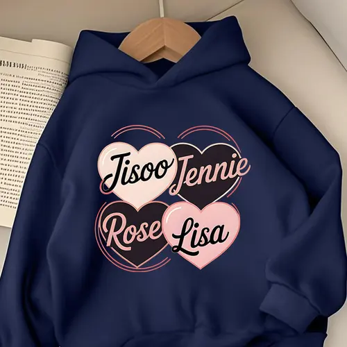 Sudadera con capucha de manga larga para hombre con estampado de letras Jisoo Jennie Rose Lisa para ropa juvenil