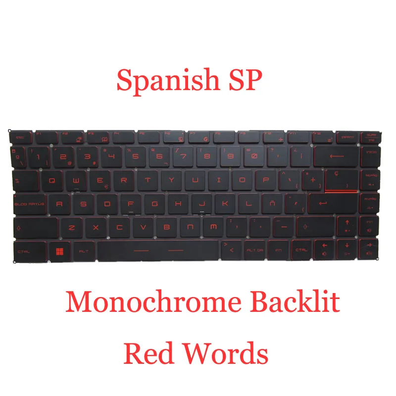 YD Backlit FR GR RU SP Keyboard Red Words For MSI Thin GF63 12UC 12UCX 12UDX 12VE 12VF 12H 12HW Bravo 15 A4D A4DCR A4DDR Black N