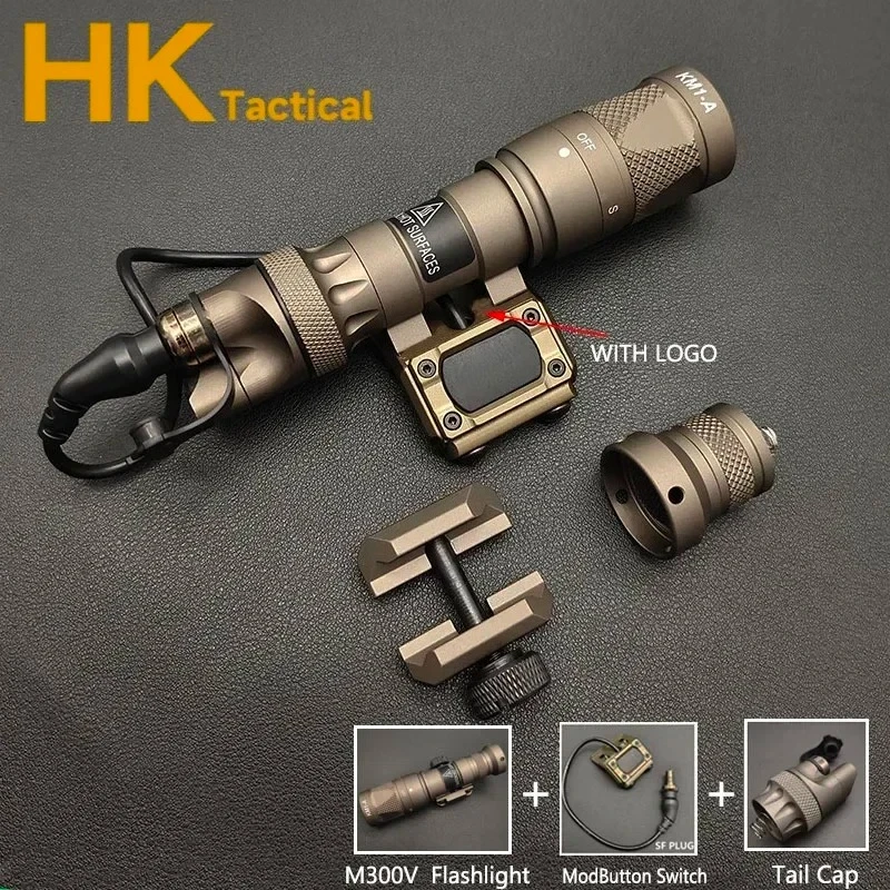Tactical Scout Light M300V M600V LED White Strobe Flashlight Remote Pressure Switch for Hunting Rifle Fit 20MM Picatinny Rail