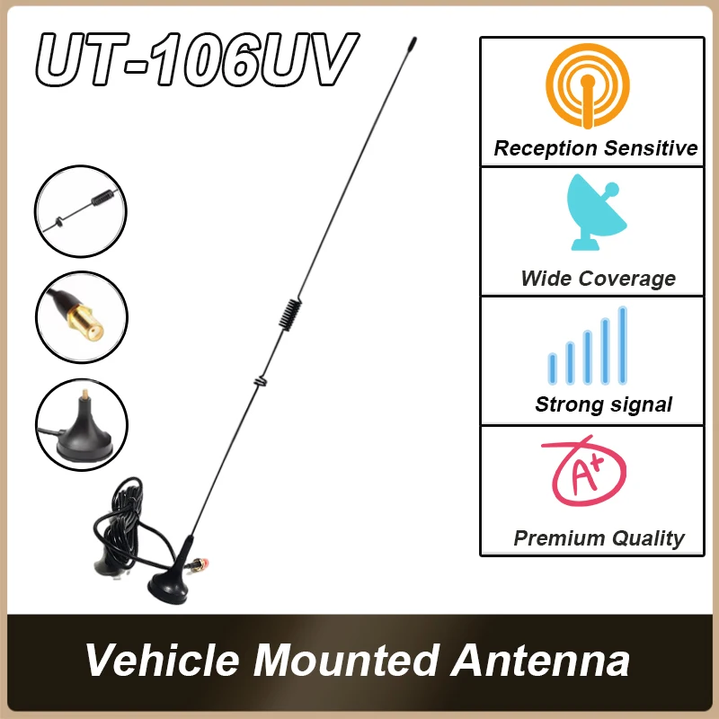 Antena mobil UT-106 Dual Band magnetis sma-female, antena mobil magnetis frekuensi tinggi untuk Baofeng 888S UV-5R UV-10R UV-16 UV-82