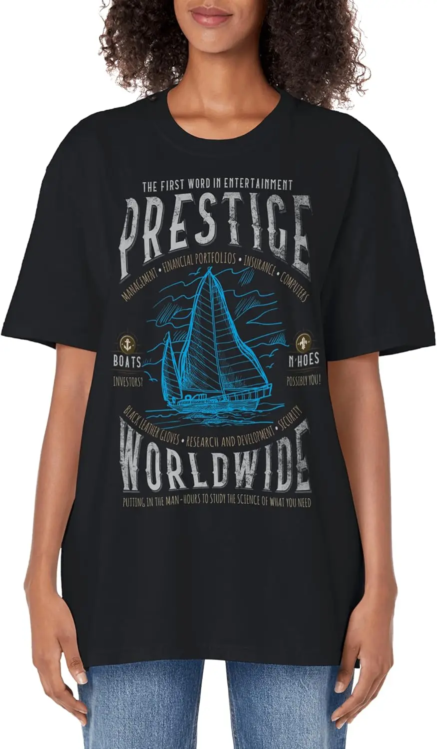 

Prestige Worldwide Забавная винтажная футболка для взрослых с рисунком лодки Stepbrothers