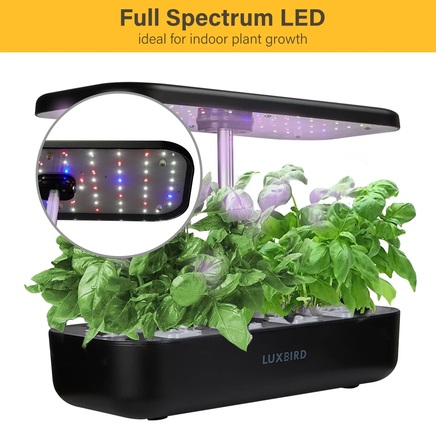 Hydroponics Growing System Height Adjustable with Smart LED Grow Light Large Capacity Germination Kit for Home Gardening